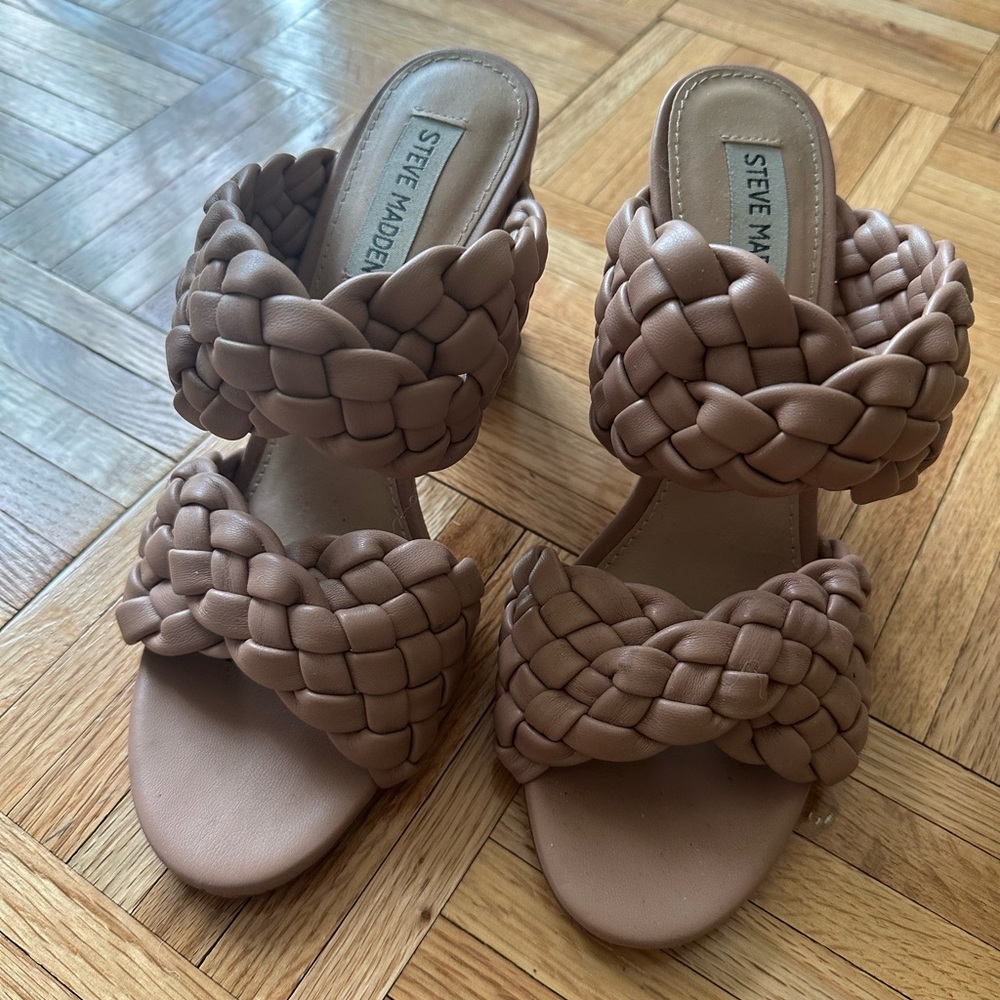 Steve Madden Tan Braided Heeled Sandals
